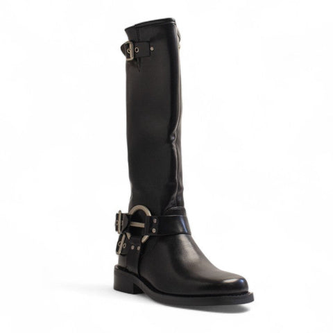 Europeon Union Women Black Leather Boot #3426