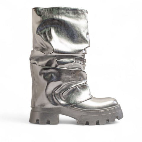 Europeon Union Women Silver Leather Half Boot #3433