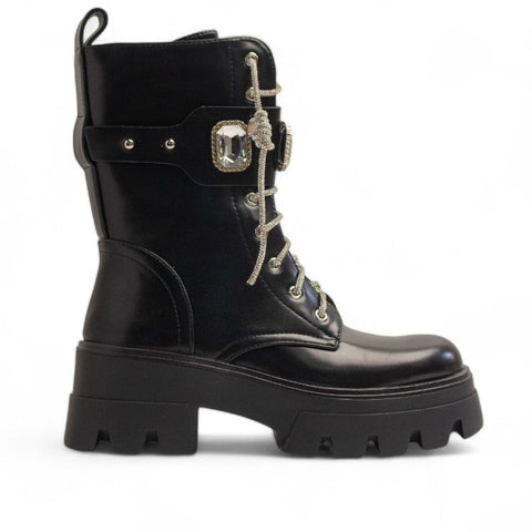 Europeon Union Women Black Leather Half Boot #3436