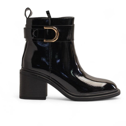 Europeon Union Women Black Vernis Leather Half Boot #3446