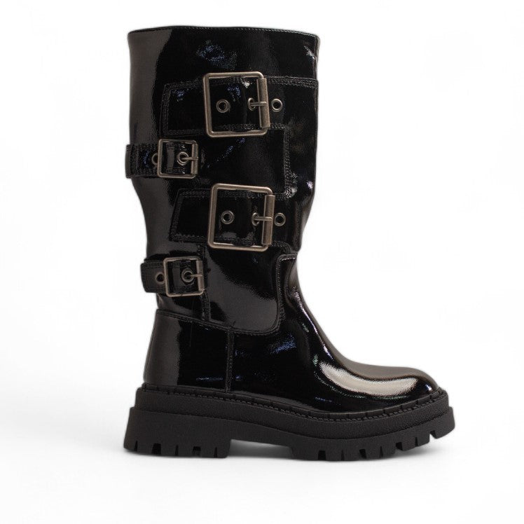 Europeon Union Women Black Vernis Leather Boot #3447