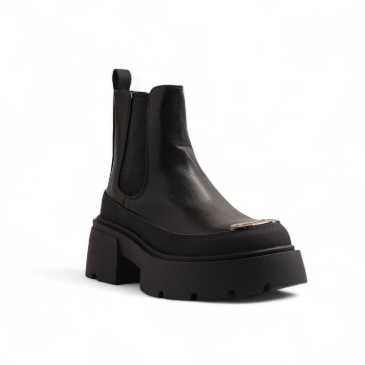 Europeon Union Women Black Leather Half Boot #3451