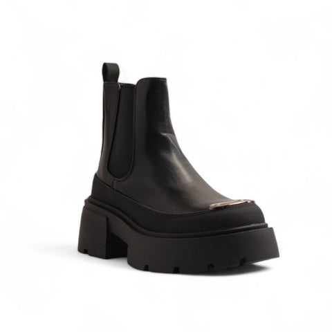 Europeon Union Women Black Leather Half Boot #3451