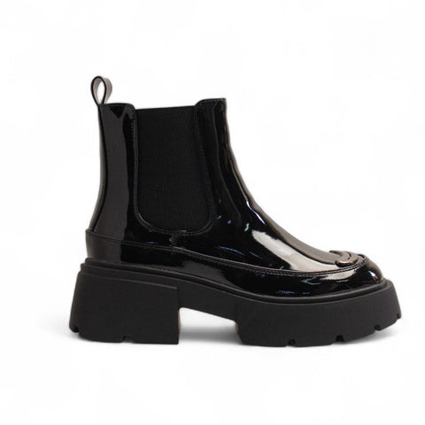 Europeon Union Women Black Vernis Leather Half Boot #3452