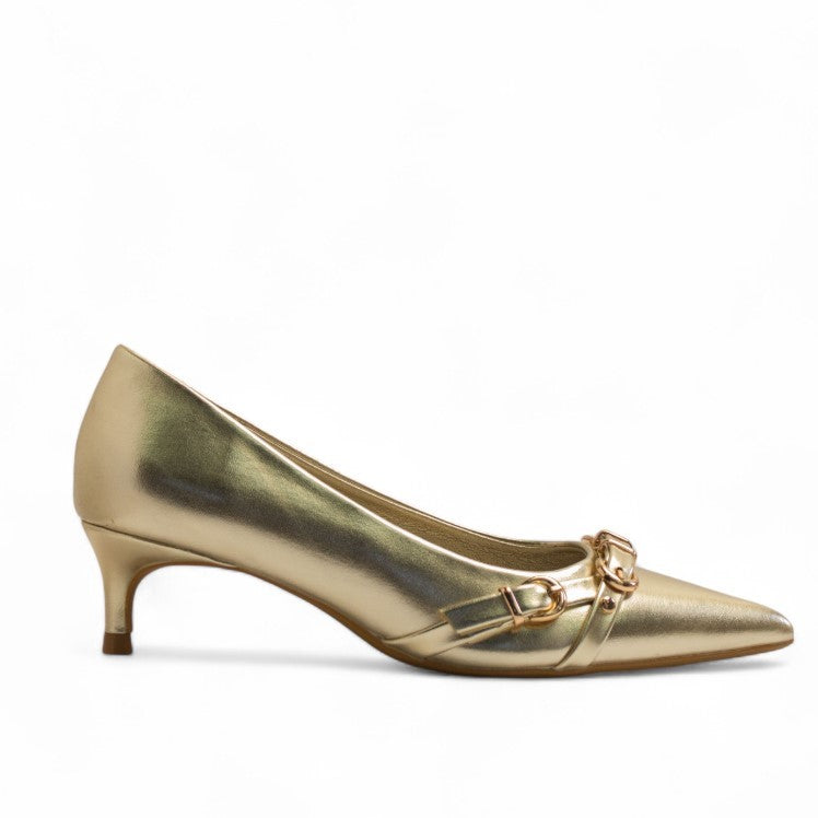 Europeon Union Women Gold Leather Heels #3454