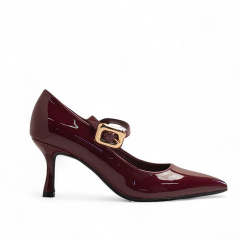 Europeon Union Women Maroon Vernis Leather Heels #3455