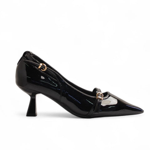 Europeon Union Women Black Vernis Leather Heels #3458