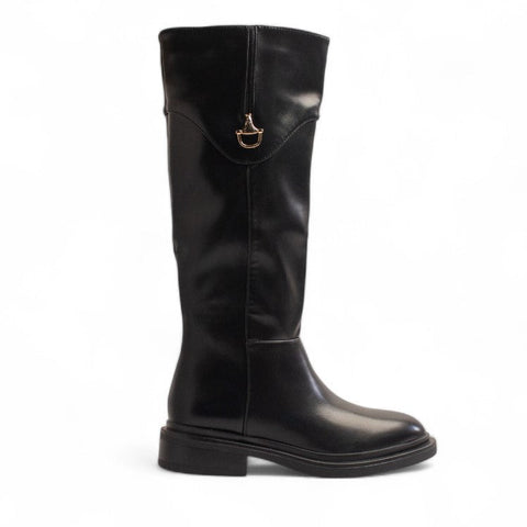 Europeon Union Women Black Leather Boot #3459