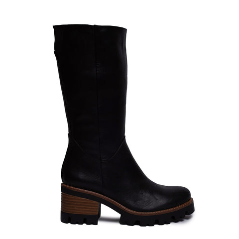 Spanish Women Black Leather Boot #0345