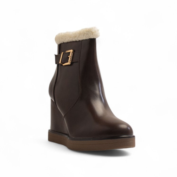 Europeon Union Women Brown Leather Half Boot #3469