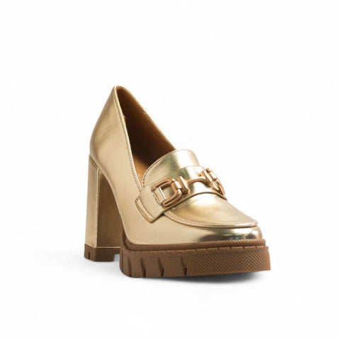 Europeon Union Women Gold Leather Heels #3477