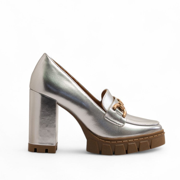 Europeon Union Women Silver Leather Heels #3478