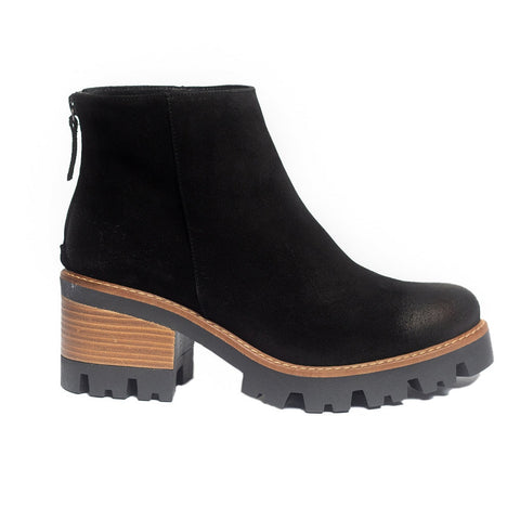 Spanish Women Black Chamois Half Boot #0347