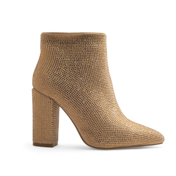 Europeon Union Women Gold Glitter Half Boot #3480