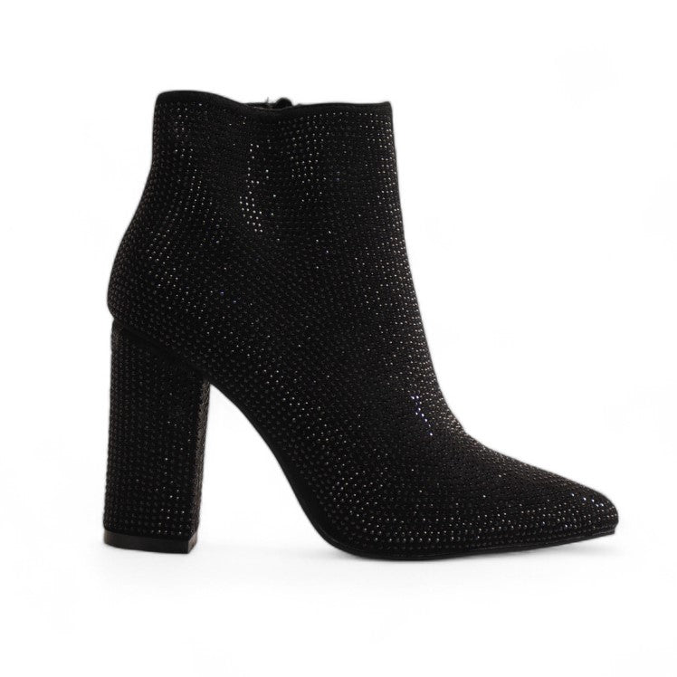 Europeon Union Women Black Glitter Half Boot #3481