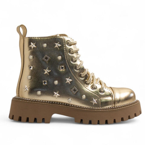 Europeon Union Women Gold Leather Half Boot #3487