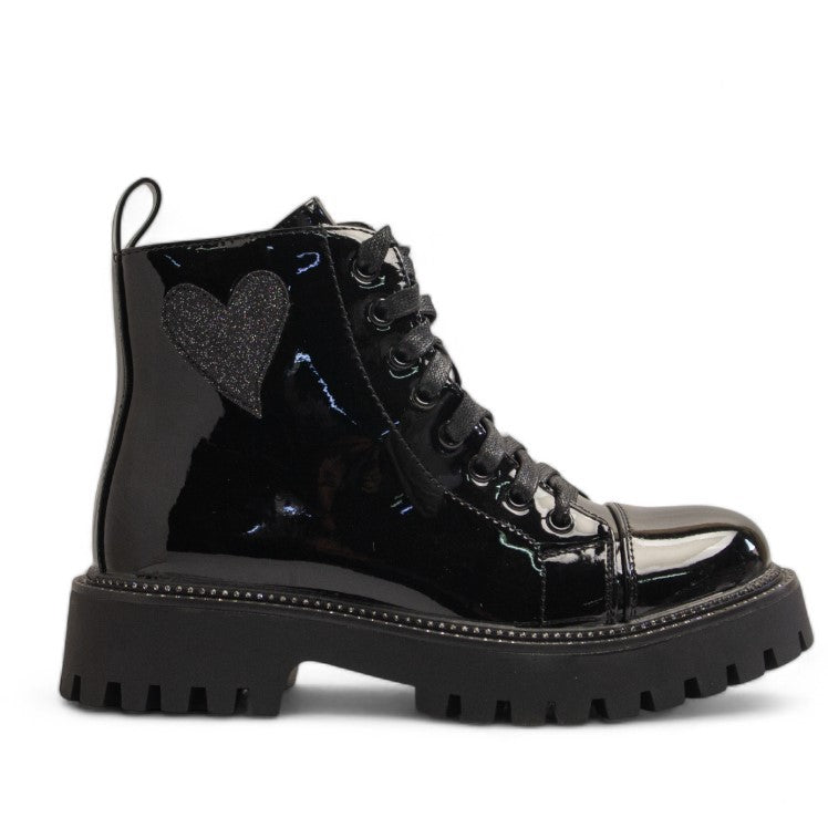 Europeon Union Women Black Vernis Leather Half Boot #3488