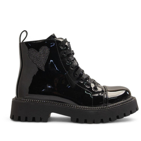 Europeon Union Women Black Vernis Leather Half Boot #3488