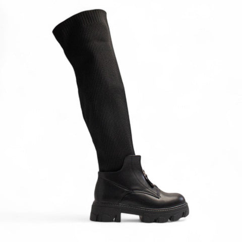 Europeon Union Women Black Leather Boot #3496