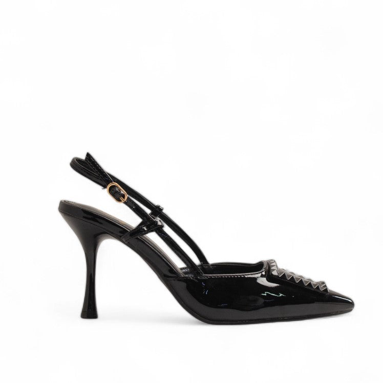 Europeon Union Women Black Vernis Leather Heels #3514