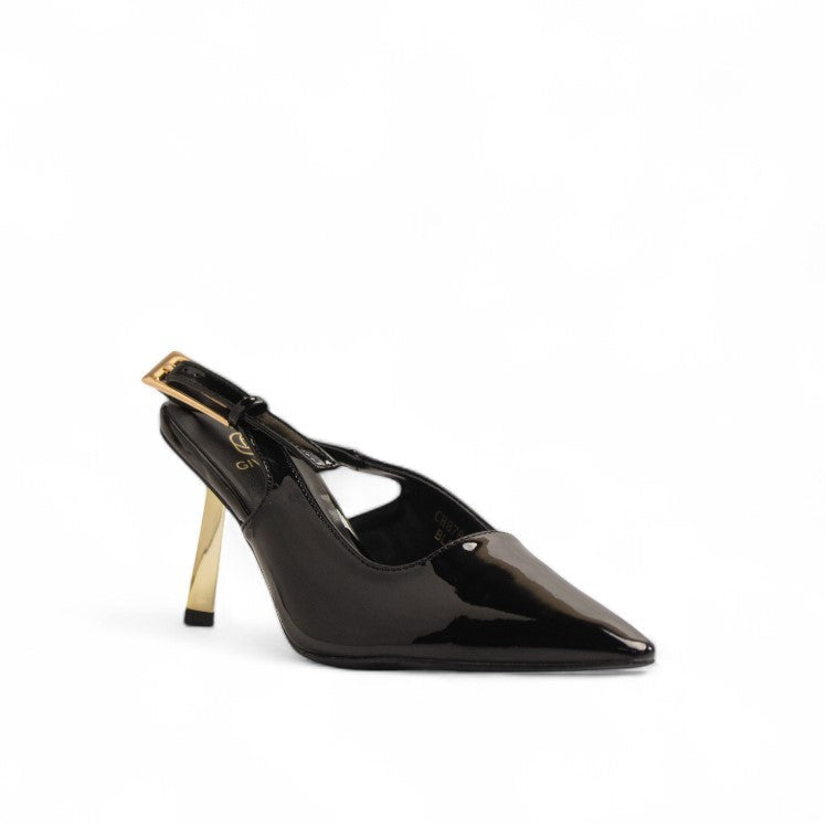 Europeon Union Women Black Vernis Leather Heels #3515