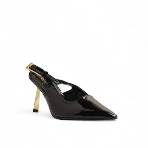 Europeon Union Women Black Vernis Leather Heels #3515