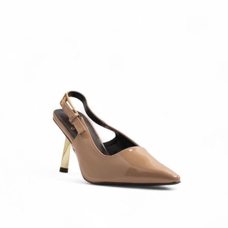 Europeon Union Women Beige Vernis Leather Heels #3516