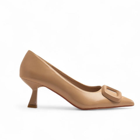 Europeon Union Women Beige Leather Heels #3517