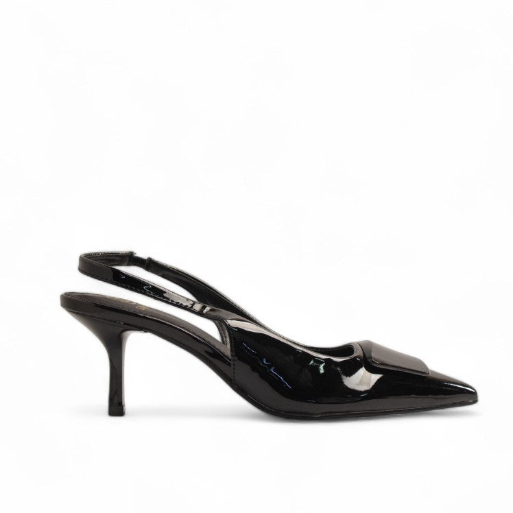 Europeon Union Women Black Vernis Leather Heels #3531