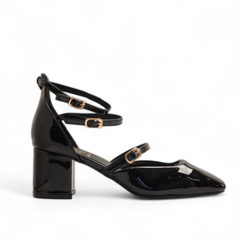 Europeon Union Women Black Vernis Leather Heels #3540