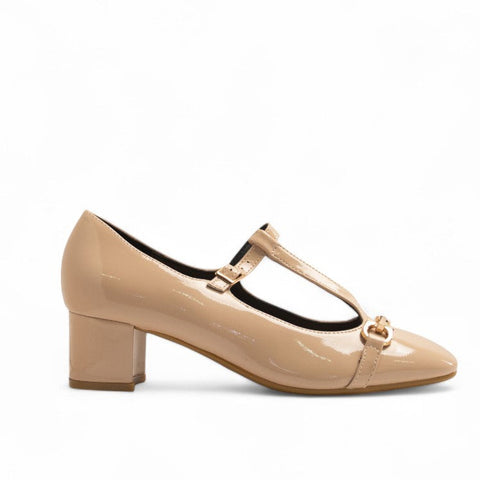 Europeon Union Women Beige Vernis Leather Shoes #3542