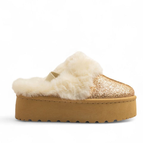 Europeon Union Women Gold Glitter Mules #3544