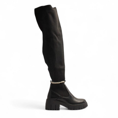 Europeon Union Women Black Leather Boot #3551