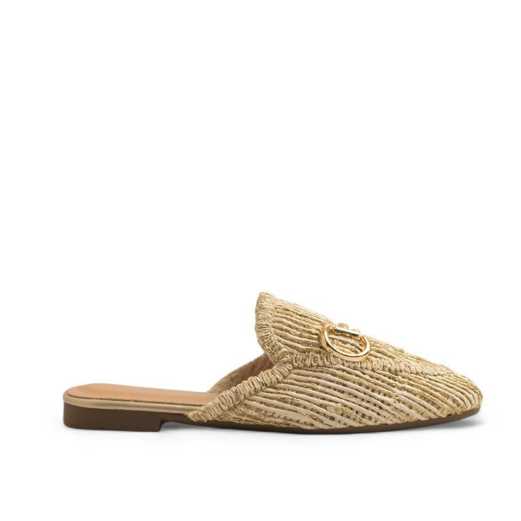 Europeon Union Women Gold Wicker Mules #3568