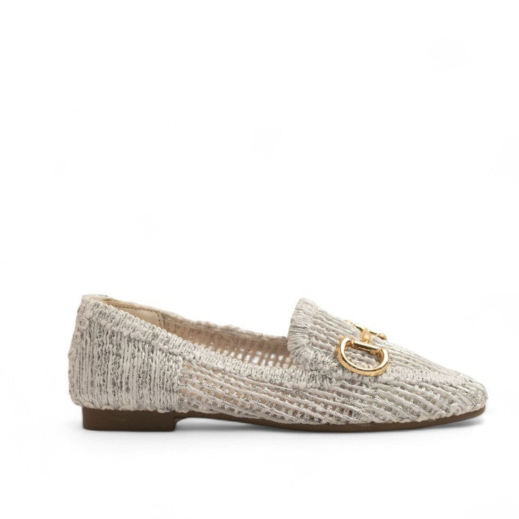 Europeon Union Women Silver Wicker Shoes #3569