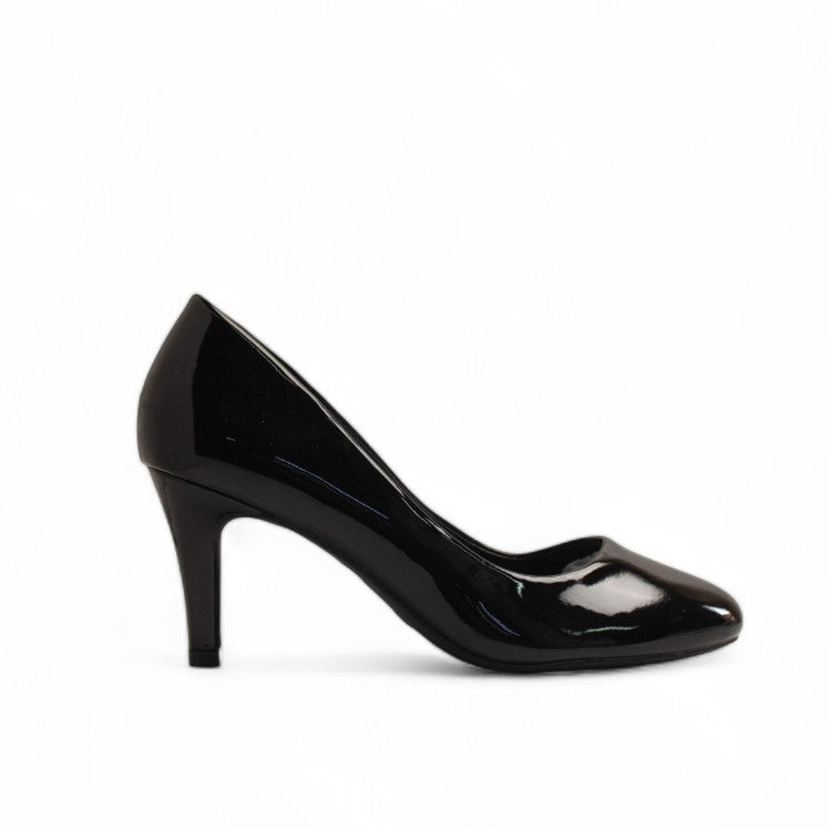 Europeon Union Women Black Vernis Leather Heels #3572