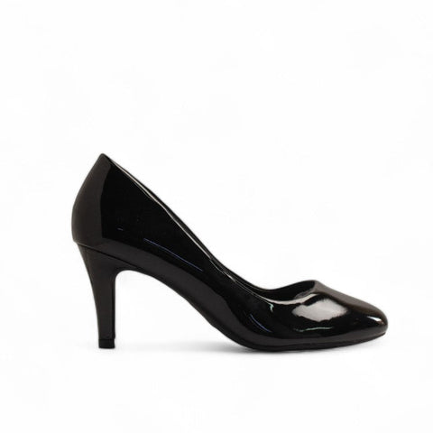 Europeon Union Women Black Vernis Leather Heels #3572
