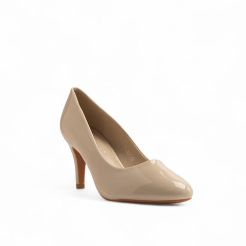 Europeon Union Women Beige Vernis Leather Heels #3573