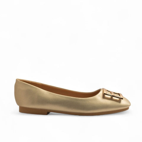 Europeon Union Women Gold Leather Shoes #3575