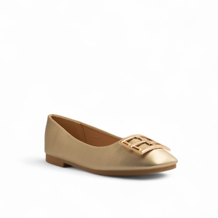 Europeon Union Women Gold Leather Shoes #3575