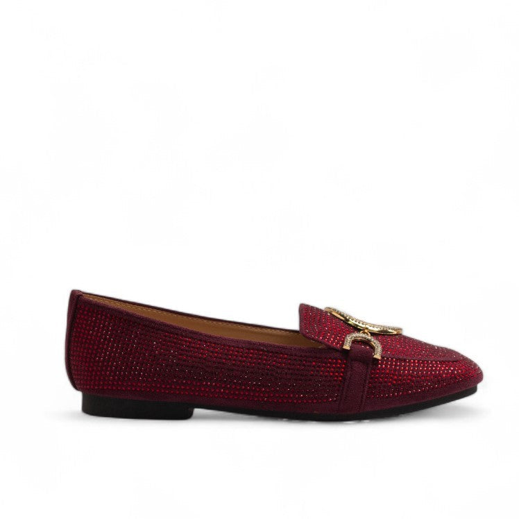 Europeon Union Women Maroon Glitter Shoes #3577