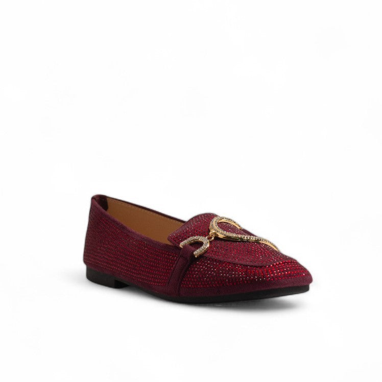 Europeon Union Women Maroon Glitter Shoes #3577