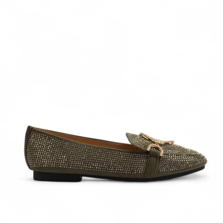 Europeon Union Women Kaki Glitter Shoes #3578