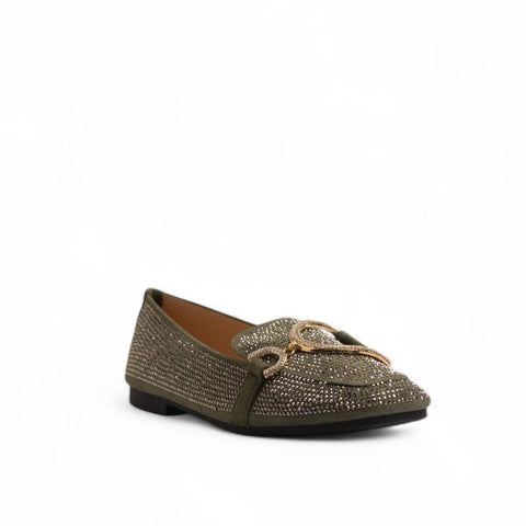 Europeon Union Women Kaki Glitter Shoes #3578