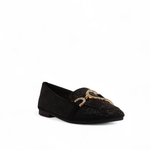 Europeon Union Women Black Glitter Shoes #3579