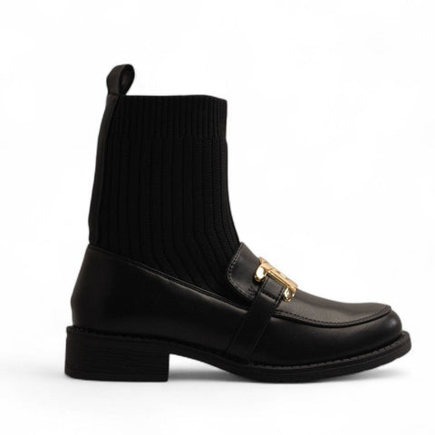 Europeon Union Women Black Leather Half Boot #3584