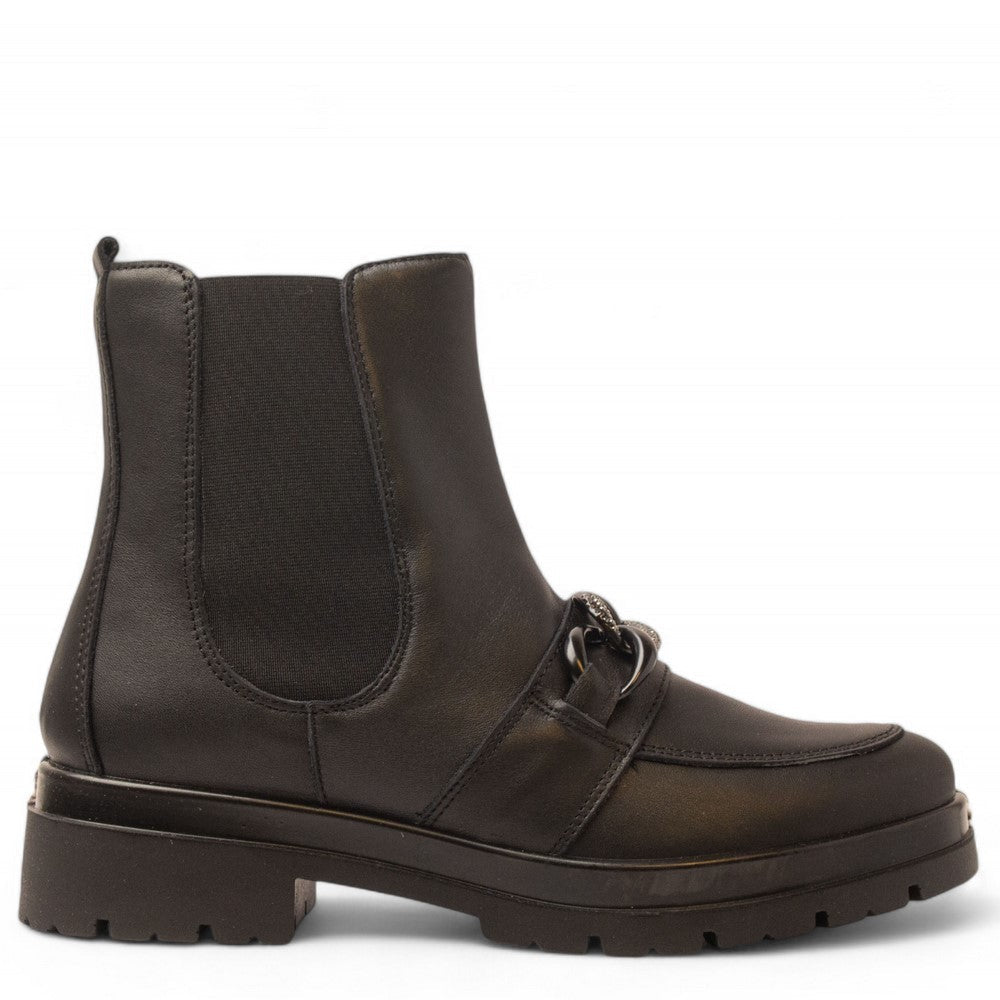 Italian Women Black Leather Half Boot #3595