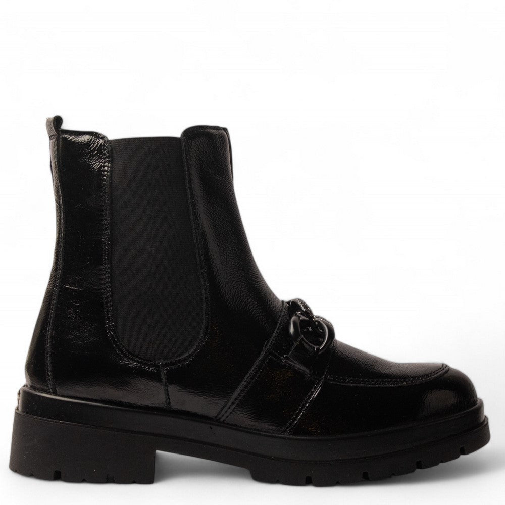Italian Women Black Vernis Leather Half Boot #3596