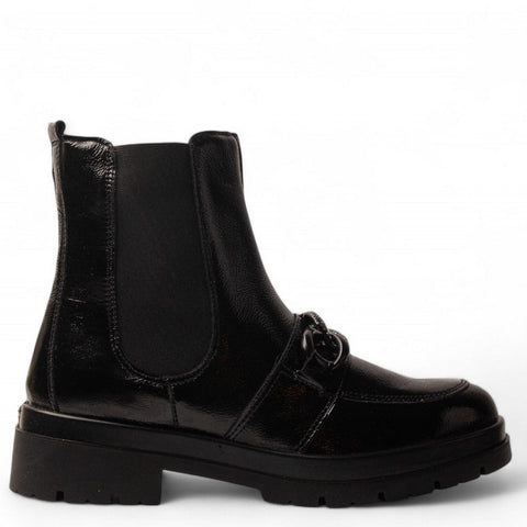 Italian Women Black Vernis Leather Half Boot #3596