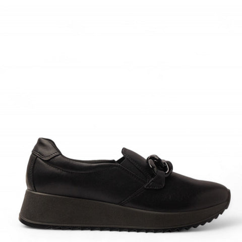 Italian Women Black Leather Shoes #3597